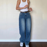 Poshoot 2024 Dark Blue Baggy Jeans Women Grunge Y2K High Waist Wide Leg Denim Trousers Woman Fashion Boyfriend Mom Pants Female