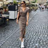 Poshoot 'Sleek Latte' Slit Dress