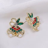 Poshoot Delicate Christmas Bowknot Bell Earrings for Women Sparkling Full Rhinestone Christmas Tree Dangle Earring Girls Holiday Jewelry