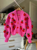 Poshoot Women Knit Cardigan Long Sleeve Flowers Button Closure Fall Casual Jacket Sweater