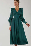 Poshoot Christmas Thanksgiving Gifts  Vintage Satin Lantern Sleeve Maxi Dress