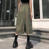 Poshoot 2024 Harajuku Long Skirt Pants Women Elastic Waist Oversized Cargo Pants Woman Summer Streetwear Wide Leg Trousers Female