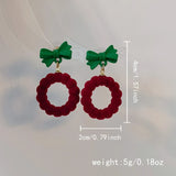 Poshoot Christmas Bowknot Flocking Wreath Earrings for Women Luxury Red Bow Snowflake Christmas Tree Drop Earring New Year Jewelry Gift