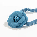 Exaggerated Romantic Blue Big Rose Flower Clavicle Chain Necklace Women Elegant Korean Fashion Short Choker Y2K Wed Accessories