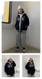 Poshoot Zipper Letter Print Bomber Jacket