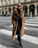 Poshoot Winter Thicken Warm Fade Oversized Women Long Jacket  Loosen Casual Lapel Maxi Coats Female 2024 Autumn High Street Chic Jackets