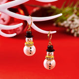 Poshoot Fashion Christmas White Snowman Pearl Drop Earrings for Women Cute Rhinestone Snowflake Earring Jewelry New Year Holiday Gifts