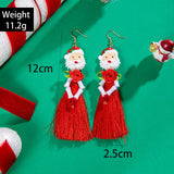 Poshoot Creative 3D Rose Santa Claus Dangle Earrings For Women Ethnic Creative Long Tassel Drop Earrings  Festival Jewelry Holiday Gift