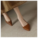 Poshoot-Luxury Pumps Shoes for Women Heeled Woman Medium Heel Stiletto Heels High Sandal Party Office 2024 Elegant Brown Small Heel Sexy