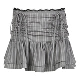 Poshoot-Vintage Lace Trim Low Waist Mini Skirt