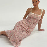 Poshoot Flamingo Pink Floral Elegance Dress