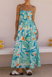 Poshoot Christmas Thanksgiving Gifts  Elegant Printed Spaghetti Strap Maxi Dress