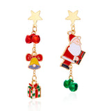 Poshoot Fashion Christmas Asymmetrical Drop Earrings for Women Santa Claus Bells Snowman Xmas Tree Boots Hat Earring Girls Party Jewelry