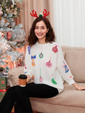 Poshoot Women's Long Sleeve Sweatshirts Christmas Crew Neck Cute Candy Print Loose Autumn Casual Pullover Tops Female Casual Hoodies