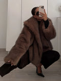 Poshoot Luxury Oversized Warm Faux Fur Short Coat Women Fashion Big Lapel Full Sleeve Flurry Jacket 2024 New Chic Female High Streetwear