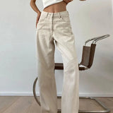 Poshoot Korean Style Baggy Wide Leg Trousers Women Streetwear Button Up Cargo Pants Woman Harajuku Solid Color High Waist Pants Female