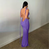 Poshoot Sean Backless Fishtail Long Dress