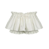 Poshoot-Sweet White Ruched Low Waist Short Skirt