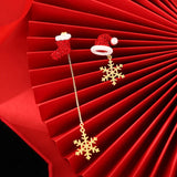 Poshoot New Design Asymmetric Snowflake Christmas Boot Hat Drop Earrings for Women Moving Santa Claus Long Tassel Earring Party Jewelry