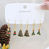 Poshoot 3 Pairs Cute Santa Claus Snowman Elk Combination Earrings for Women Enamel Cartoon Christmas Earrings Xmas New Year Jewelry Gift