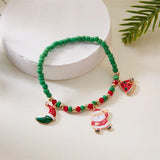 Poshoot Merry Christmas Multicolor Rice Beads Bracelet for Women Snowman Santa Claus Crutch Wreath Pendant Bracelets New Year Jewelry