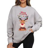 Poshoot Women Christmas Sweatshirt Loose Reindeer Letter Print Crew Neck Long Sleeve Casual Pullover Tops Fall Winter Hoodies Streetwear