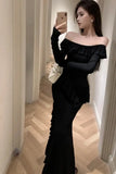 Poshoot Christmas Thanksgiving Gifts  Elegant Off-Shoulder Maxi Dress