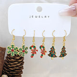 Poshoot 3 Pairs Cute Santa Claus Snowman Elk Combination Earrings for Women Enamel Cartoon Christmas Earrings Xmas New Year Jewelry Gift