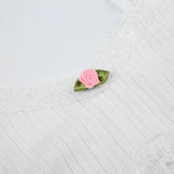 Poshoot-Sweet White Knit Appliques Lace Trim Top