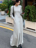 Poshoot Christmas Thanksgiving Gifts  Elegant Long Sleeve O-Neck A-Line Maxi Dress