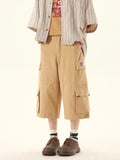 Poshoot Vintage Baggy Cargo Short Pants Women Oversized Japanese Style Long Shorts Y2k Streetwear Wide Shorts Harajuku Techwear