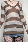 Poshoot Christmas Thanksgiving Gifts  Striped V Neck Slim Fit Mini Dress