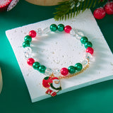 Poshoot Christmas Drip Oil Santa Claus Beaded Bracelets for Women Handmade Crystal Beads Christmas Tree Sock Charm Bracelet Jewelry Gift