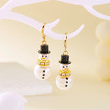 Poshoot Fashion Christmas White Snowman Pearl Drop Earrings for Women Cute Rhinestone Snowflake Earring Jewelry New Year Holiday Gifts