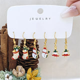 Poshoot 3 Pairs Cute Santa Claus Snowman Elk Combination Earrings for Women Enamel Cartoon Christmas Earrings Xmas New Year Jewelry Gift