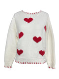 Poshoot Chic Love Heart Printed O-neck Knitted Sweaters Cute Sweet Long Sleeves Women's Pullover Autumn Ladies Y2k Street Knitwears