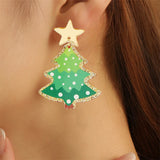 Poshoot New Fashion Acrylic Christmas Tree Earrings for Women Cute Santa Claus Snowflake Gingerbread Man Splicing Wooden Earring Jewelry