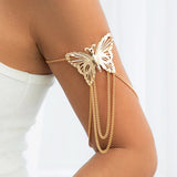 Poshoot-Poshoot Boho Exquisite Big Butterfly Tassel Arm Chain Bracelet Women Wedding Bridal Vintage Adjustable Bracelets Hand Jewelry