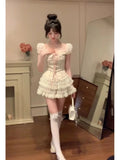 Poshoot 2000s Vintage Japanese Kawaii Suits Lolita 2 Piece Skirt Set Women Even Party Clothing Casual Y2k Crop Top Blouse + Slim Skirts