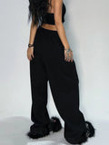 Poshoot Casual Gray Sweatpants Women Wide Leg Black Joggers Classic Baggy Streetwear Female Oversized Sports Trousers All-match