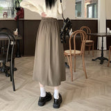 Poshoot Korean Fashion Suit Pleated Skirt Women 2024 Back Elastic High Waist Long Skirts Woman Preppy Style A Line School Skirt Female