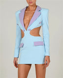 Poshoot Contrast Blazer Cut-Out Dress