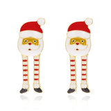 Poshoot Creative Long Legs Santa Claus Christmas Earrings for Women Cute Painting Oil Animal Elk Christmas Tree Earring New Year Jewelry