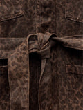 Poshoot Brown Leopard Print Belt Over-shirt Coat