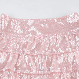 Poshoot-Sweet Pink Bow Bling Sequined Skirt