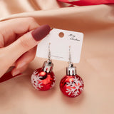 Poshoot Christmas Small Bulb Shape Drop Earrings for Women Resin Ball Sparkling Powder Snowflake Star Ear Hook Earring Holiday Jewelry