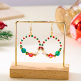 Poshoot Handmade Crystal Beads Bowknot  Drop Earrings for Women Colorful Rice Beaded Christmas Earring Girls New Year Daily Jewelry Gift