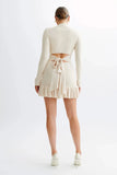 Poshoot Vallen Ruffled Bow Knit Mini Dress