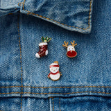 Poshoot 4 Pcs Drip Oil Santa Claus Christmas Tree Sled Car Brooches for Women Men New Year Christmas Office Party Jewelry Accessories