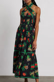 Poshoot Christmas Thanksgiving Gifts  Elegant Strapless Patchwork Maxi Dress